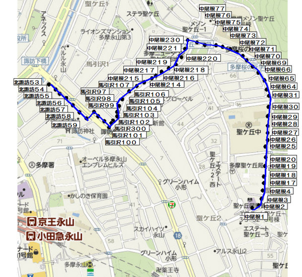 51街区から北諏訪までの電線